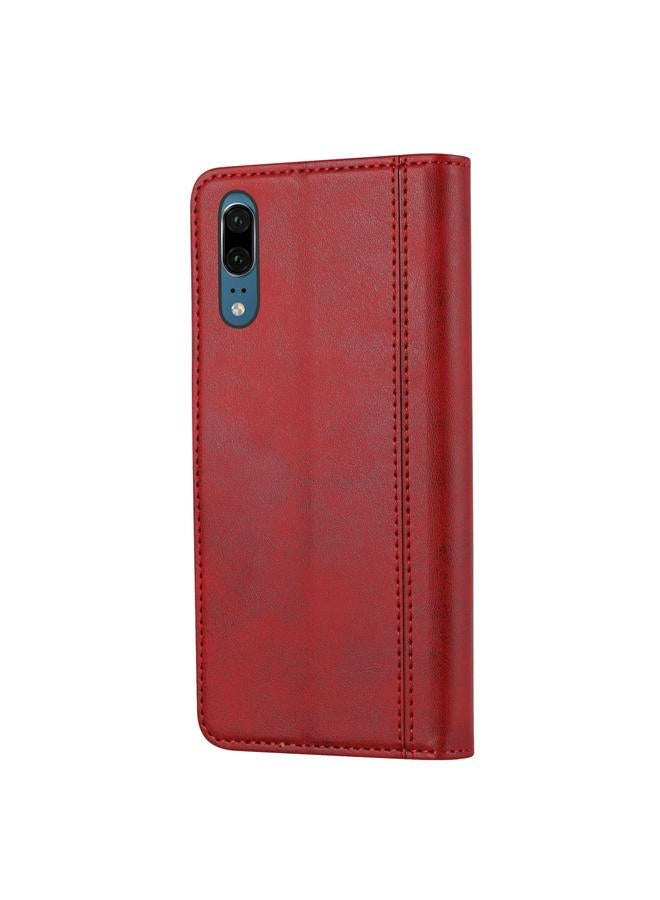 Green Tiger Case For Huawei P20 Calf Texture Double Fold Clasp Horizontal Flip Leather Case with Photo Frame & Holder & Card Slots & Wallet - Image 3