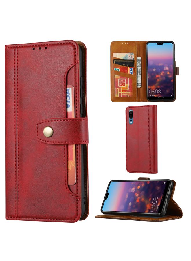 Green Tiger Case For Huawei P20 Calf Texture Double Fold Clasp Horizontal Flip Leather Case with Photo Frame & Holder & Card Slots & Wallet - Image 1