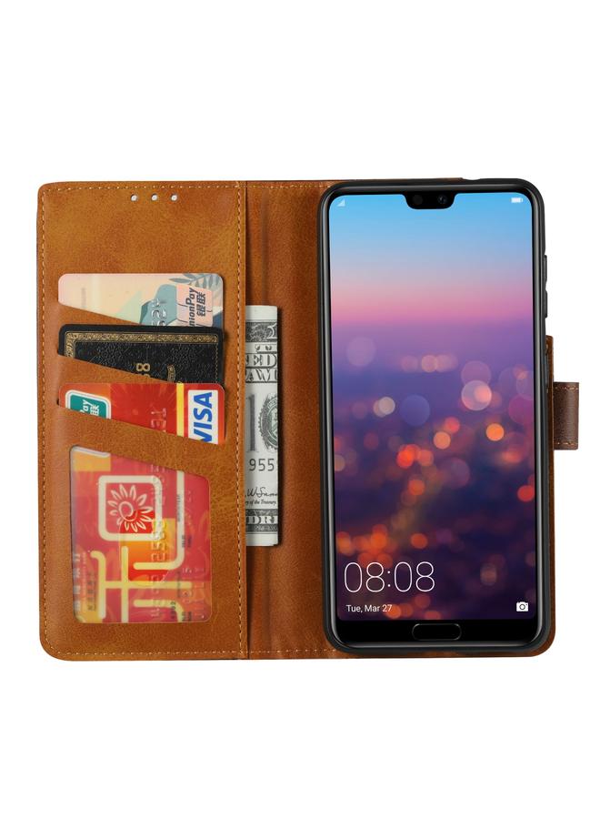 Green Tiger Case For Huawei P20 Calf Texture Double Fold Clasp Horizontal Flip Leather Case with Photo Frame & Holder & Card Slots & Wallet - Image 4