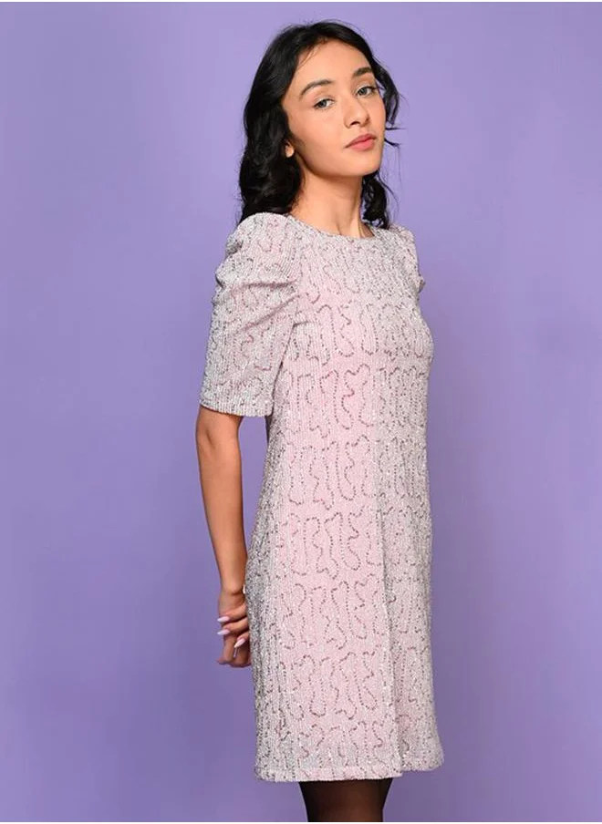 LILPICKS Sequined Puff Sleeves Party Dress by Styli