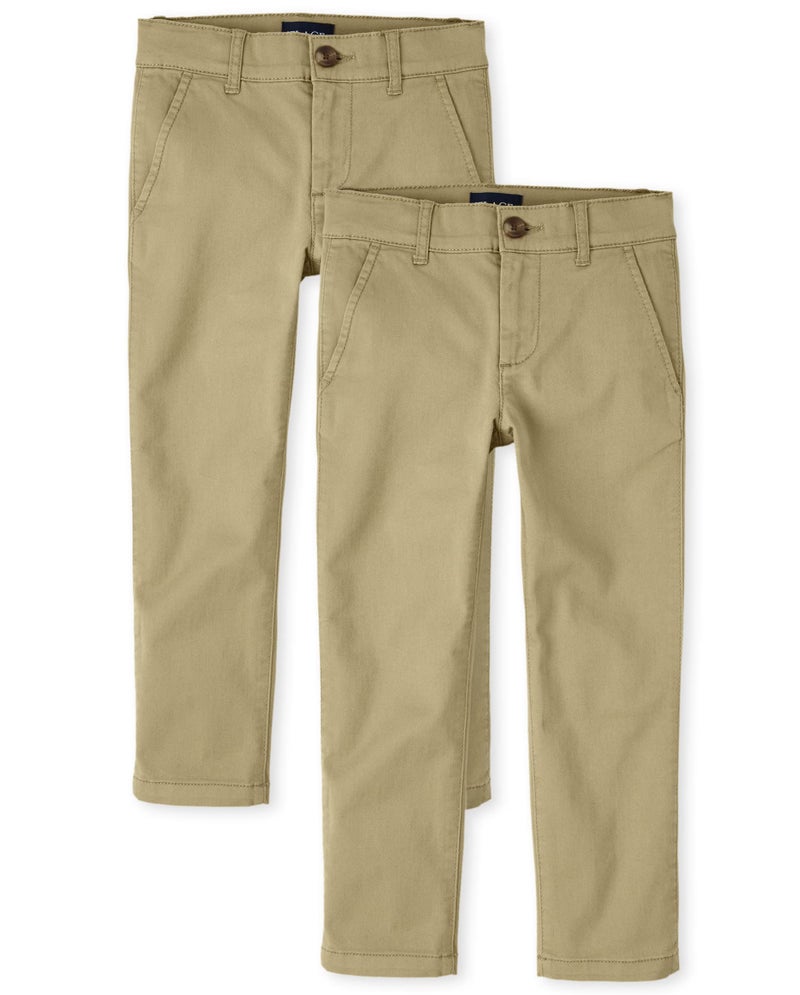 The Children's Place The Childrens Place Boys Stretch Skinny Chino PantsFlax 2 Pack6