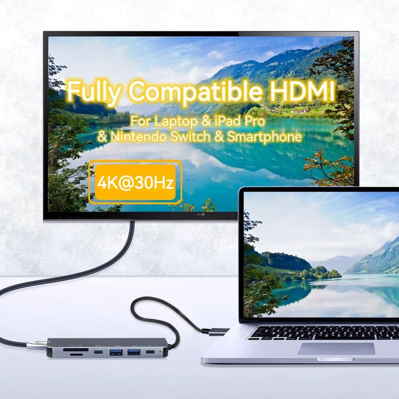 Luonanava USB C Hub Multiport Adapter, 7 in 1 USBC Dongle with 4K HDMI, 100W PD Charging, USB 3.0, SD/TF Card Reader, USB-C Docking Station for MacBook Pro/Air, Chromebook, Dell, HP and Other Type C Laptops - Image 5