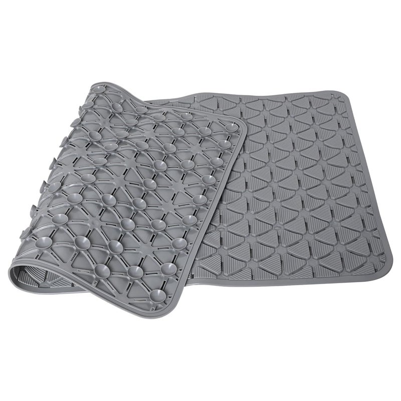 EDBIRET Protection Bath Shower Mat with Suction Cups and Drain Holes NonSlip AntiSkid PVC Rubber Mat Ideal for Walkin Showers Pack of 1 Grey - Image 2