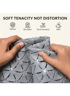 EDBIRET EDBIRET Protection Bath Shower Mat with Suction Cups and Drain Holes NonSlip AntiSkid PVC Rubber Mat Ideal for Walkin Showers Pack of 1 Grey  - Image 4