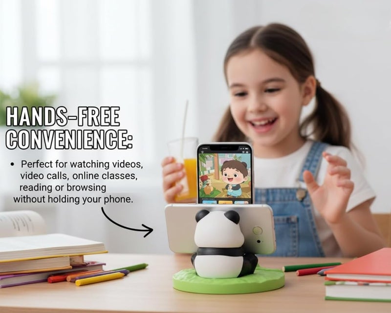 DEOXY Cute Panda Mobile Phone Stand, Resin Desktop Holder for Video Watching, Reading, Home Office Decor (Pnd-002) - Image 2
