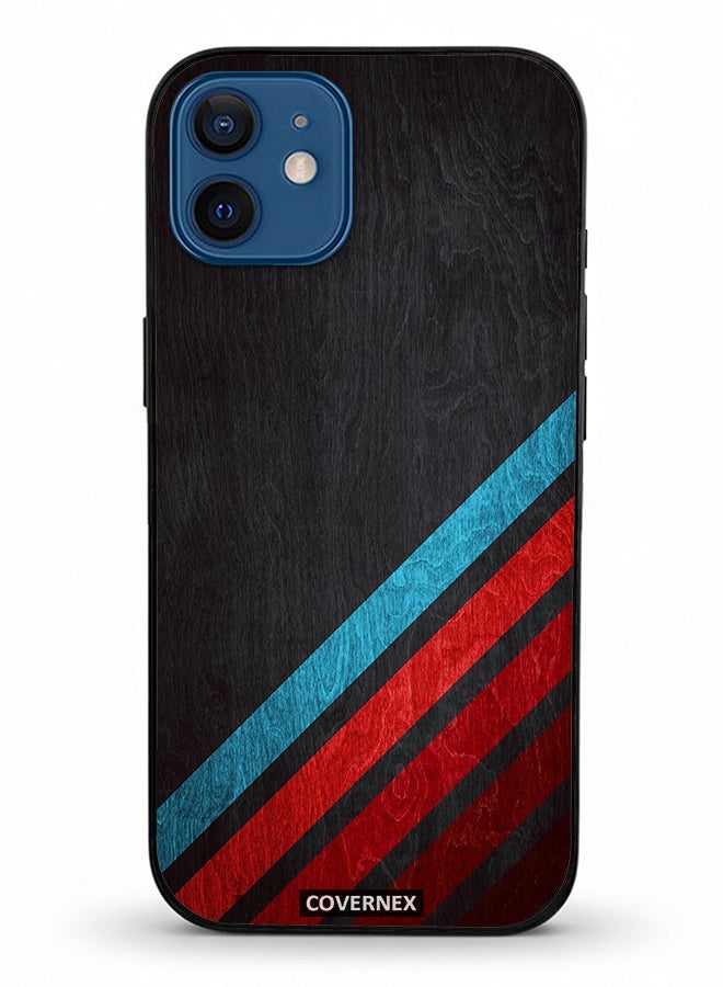 Covernex Apple iPhone 12 Protective Case Cover Printed Featuring Retro Racing Stripes - Image 2