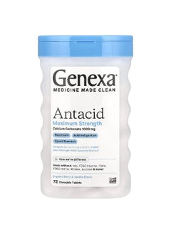 Genexa Genexa, Antacid, Maximum Strength, Organic Berry & Vanilla, 1,000 mg, 72 Chewable Tablets  - Image 1