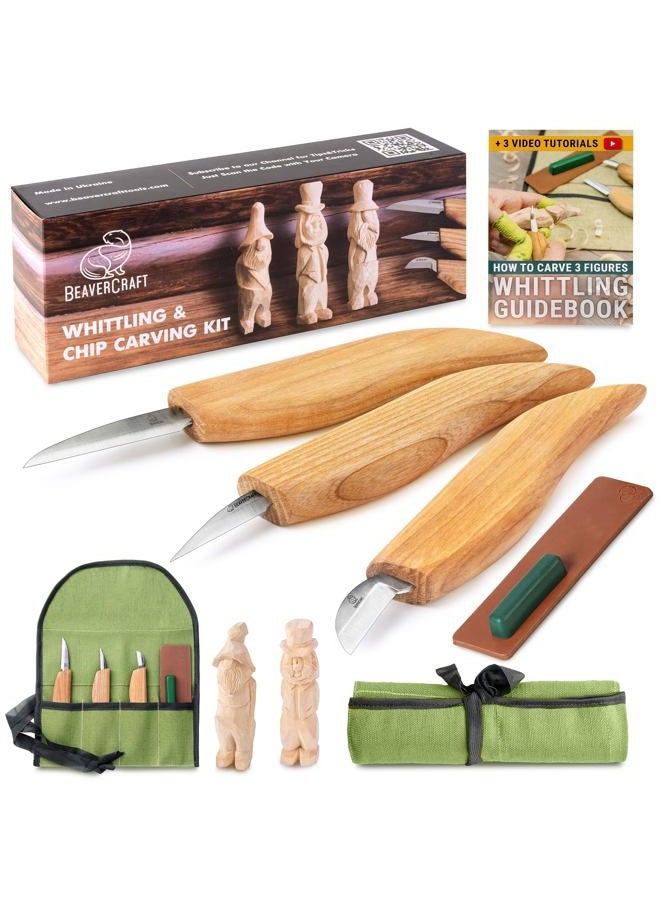 BeaverCraft Wood Carving Kit S15 Wood Whittling Kit for Beginners Kids - Wood Carving Knife Set Whittling Knife Wood Carving Knives Carving Tools - Image 1