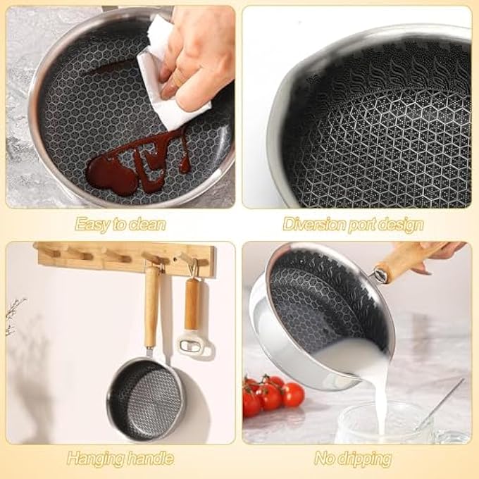 NALACAL Mini Pfanne 13Cm  Antihaft Wabenpfanne Mit Wabenstruktur  Ideal Zum Braten Von Eiern Speck Schinken Und Steaks  Tragbare Kleine Pfanne Fr Kochen  Braten - Image 4