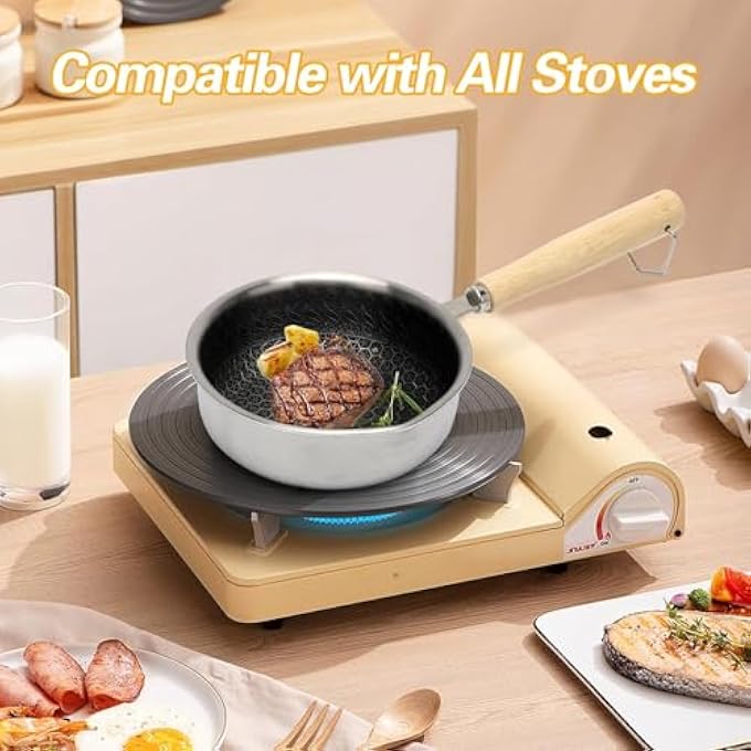 NALACAL Mini Pfanne 13Cm  Antihaft Wabenpfanne Mit Wabenstruktur  Ideal Zum Braten Von Eiern Speck Schinken Und Steaks  Tragbare Kleine Pfanne Fr Kochen  Braten - Image 3