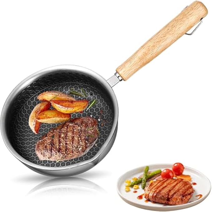 NALACAL Mini Pfanne 13Cm  Antihaft Wabenpfanne Mit Wabenstruktur  Ideal Zum Braten Von Eiern Speck Schinken Und Steaks  Tragbare Kleine Pfanne Fr Kochen  Braten - Image 1