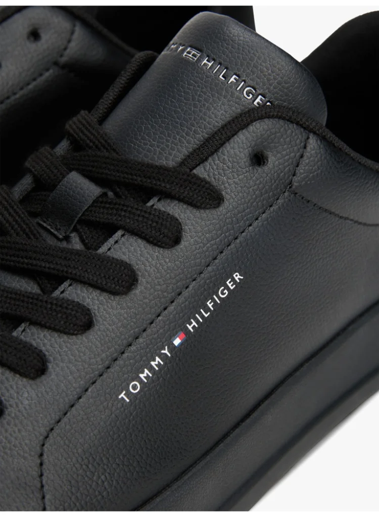 Tommy Hilfiger Black/Black Leather Sneakers for Men | Best Price UAE
