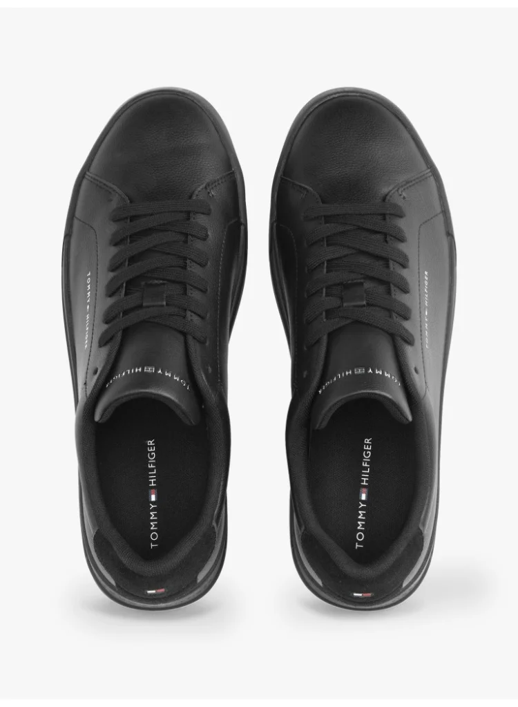 Tommy Hilfiger Black/Black Leather Sneakers for Men | Best Price UAE