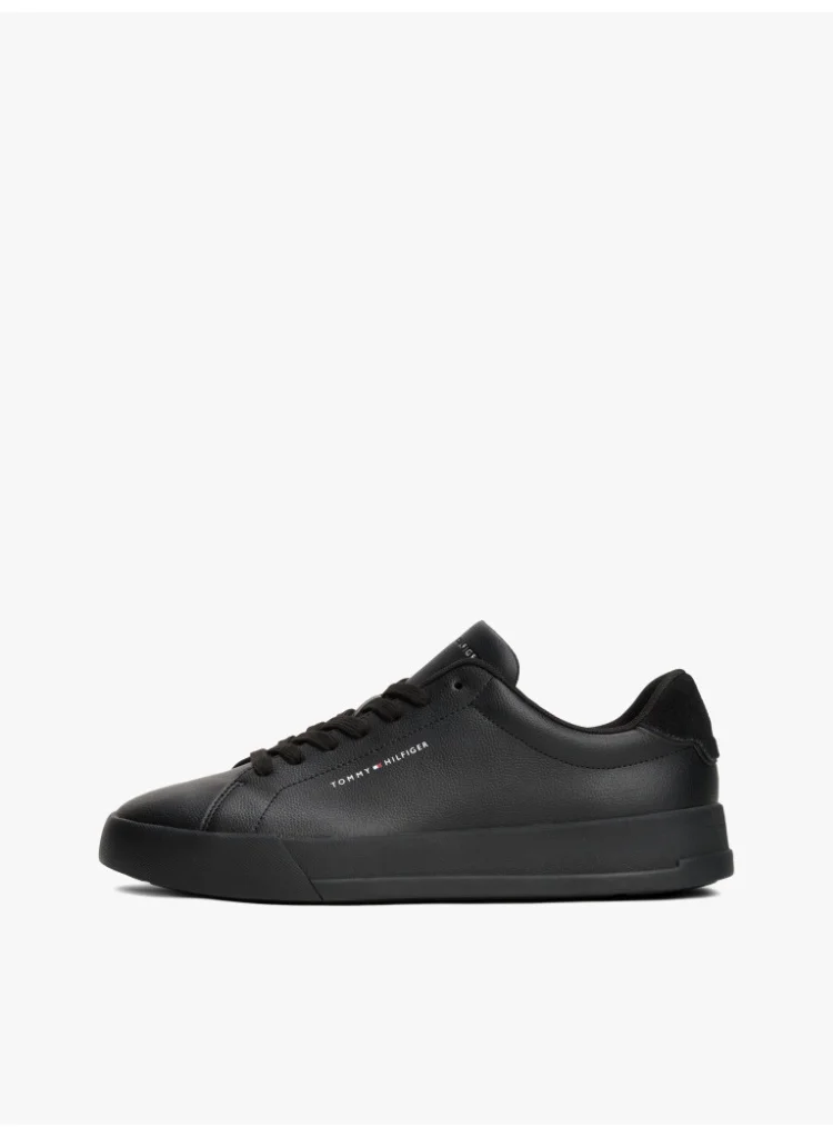 Tommy Hilfiger Black/Black Leather Sneakers for Men | Best Price UAE
