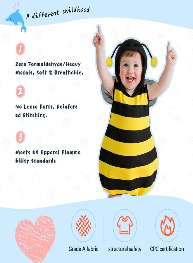 VZQI Baby Unisex Plush Animal Outfit Toddlers and Kids Bee Sleeveless Hooded Dress 2'-2'4'' - Image 2