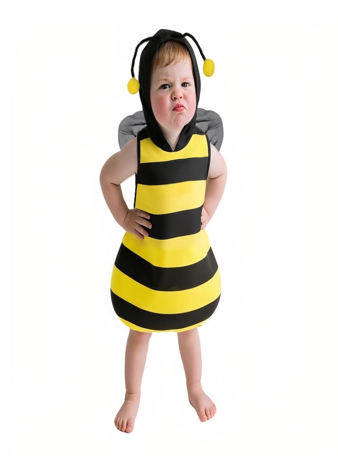 VZQI Baby Unisex Plush Animal Outfit Toddlers and Kids Bee Sleeveless Hooded Dress 2'-2'4'' - Image 1