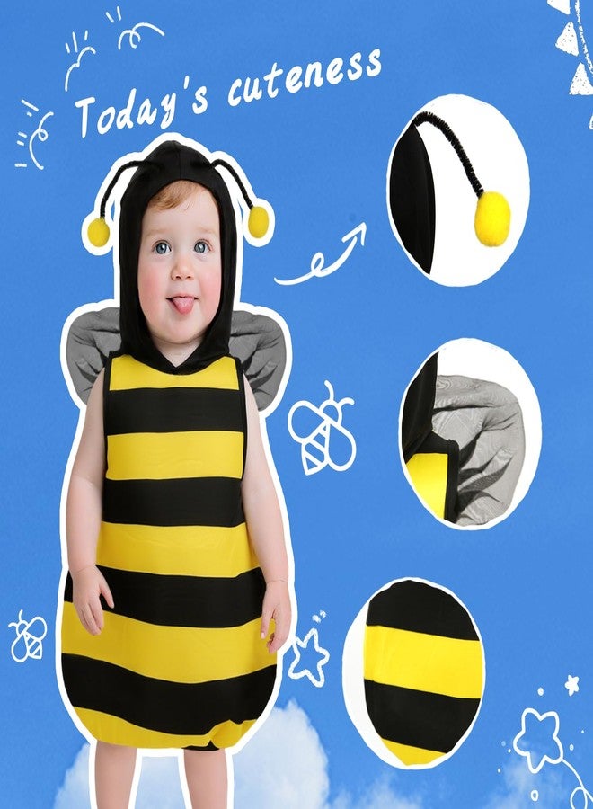 VZQI Baby Unisex Plush Animal Outfit Toddlers and Kids Bee Sleeveless Hooded Dress 2'-2'4'' - Image 3
