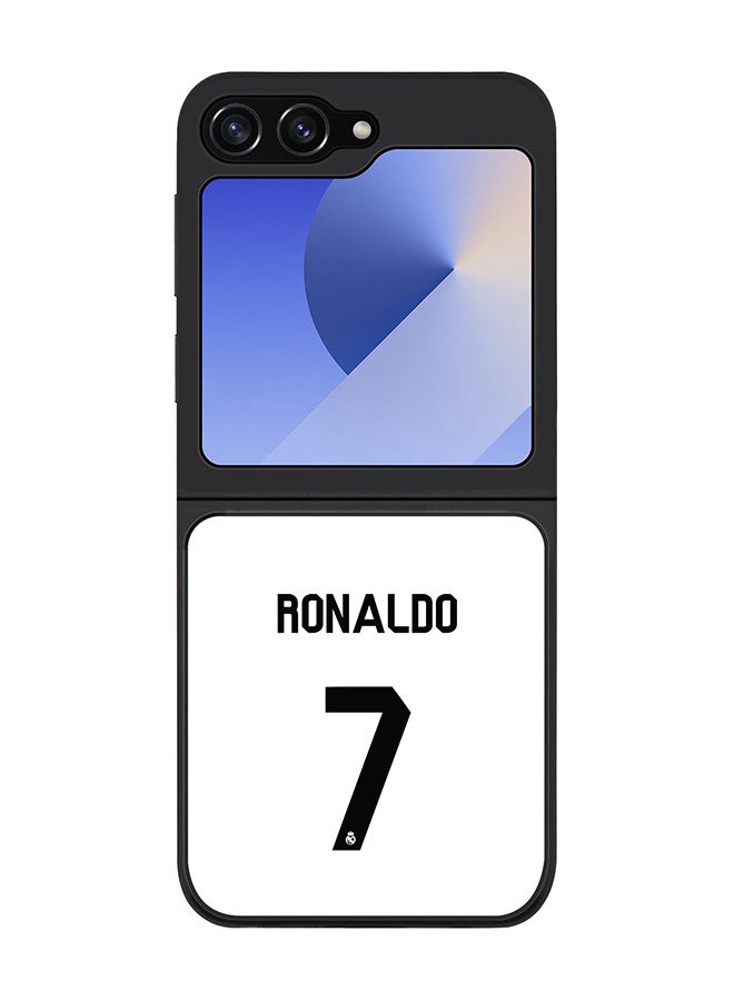 Stylizedd Rugged Black edge case for Samsung Galaxy Z Flip7 FE, Slim fit Soft Case Flexible Anti Drop TPU Gel Thin Cover -  Ronaldo Real Jersey - Image 1