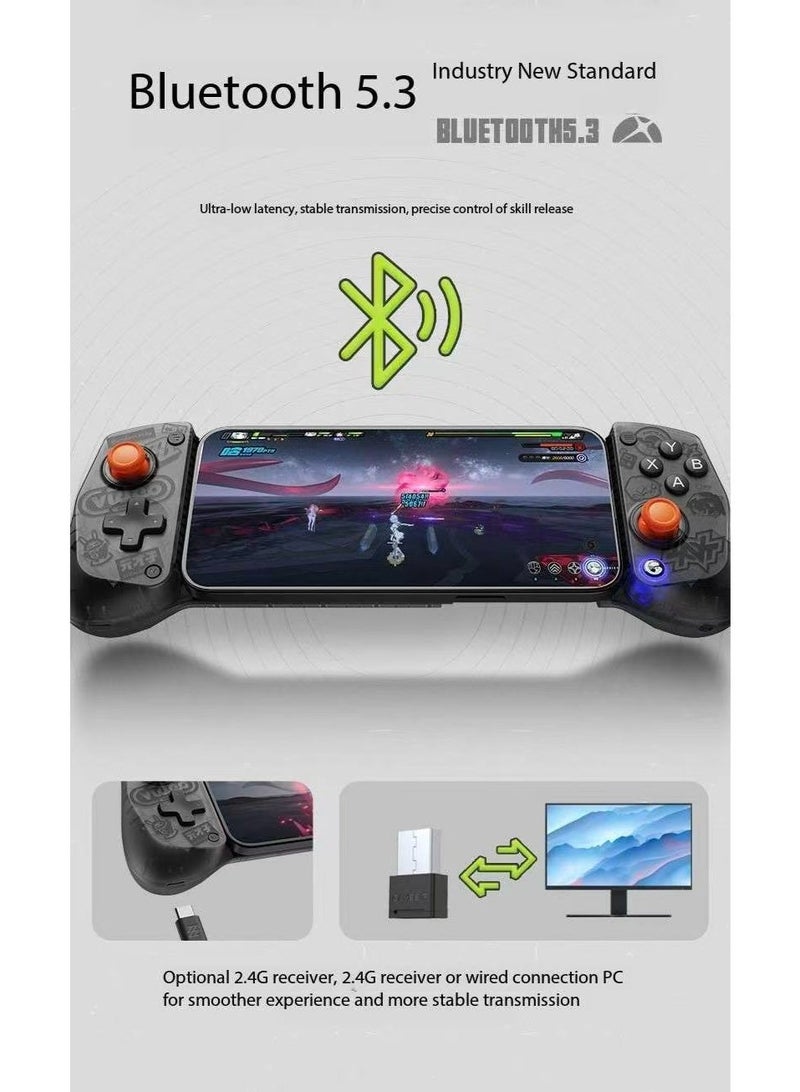 general Classic Stretching Gamepad X5s Zenless Zone Zero Collaboration Edition Bluetooth Gaming Controller with 2.4G Receiver for Switch 2/Switch/Android/iPhone/iPad mini/PC with Hall Effect Joystick/Analog Triggers, HD Vibration, 6-Axis Gyro, Swappable ABXY Buttons, Turbo Function, 840mAh Battery, Lightweight 174g, Compatible Device Length: 105-213mm/4.13-8.39in, Ergonomic Phone Controller - Image 5