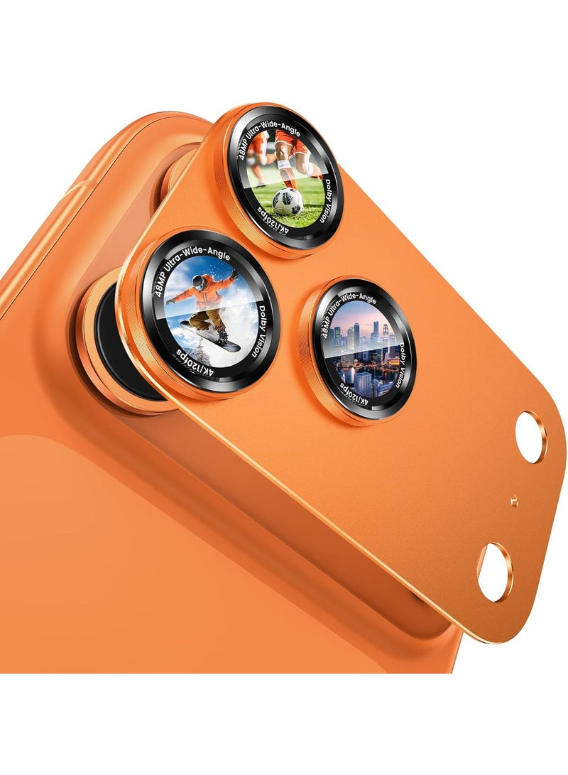 Glass Compatible for iPhone 17 Pro Max Camera Lens Protector  1-Pack Aluminum Alloy Metal Cover with HD Tempered Glass, Pro Camera Style, Shatter-Resistant, Scratch-Proof, Case Friendly orange - Image 1