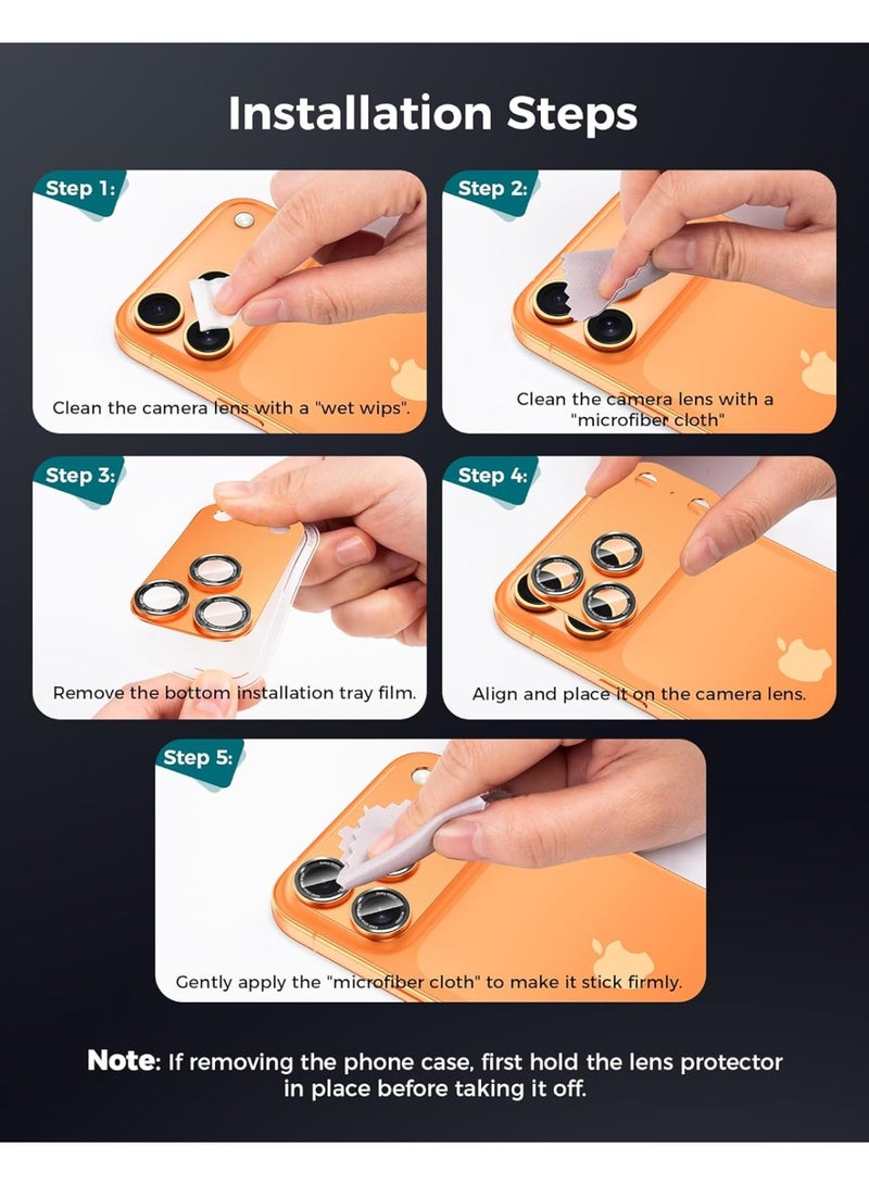 Glass Compatible for iPhone 17 Pro Max Camera Lens Protector  1-Pack Aluminum Alloy Metal Cover with HD Tempered Glass, Pro Camera Style, Shatter-Resistant, Scratch-Proof, Case Friendly orange - Image 2