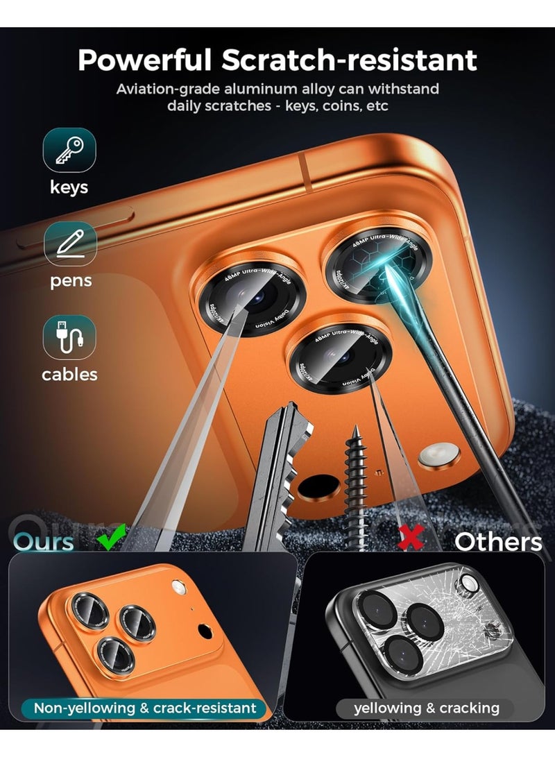 Glass Compatible for iPhone 17 Pro Max Camera Lens Protector  1-Pack Aluminum Alloy Metal Cover with HD Tempered Glass, Pro Camera Style, Shatter-Resistant, Scratch-Proof, Case Friendly orange - Image 4