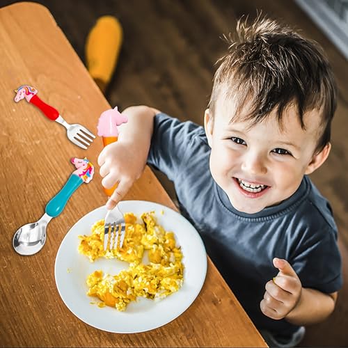 VGRASSP Unicorn Family Baby Spoon and Fork Cutlery for Babies and Kids - Stainless Steel (304) Tableware Set with Comfortable Handle for Boys and Girls - Image 2