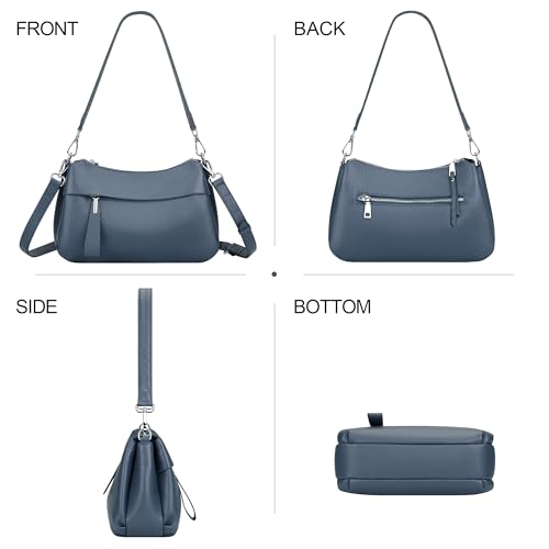 Over Earth Genuine Leather Handbags for Women Crossbody Bag Ladies Shoulder Hobo Purse Small(O111-2E Indigo Blue) - Image 3