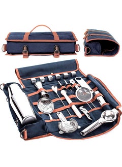 HomarKet Bartender Kit Bag Portable Waxed Canvas Bag Can Use For Professional 17-Piece Bar Tool Set with Shoulder Strap for Easy Carry Bar Tools Not Include  - Image 1