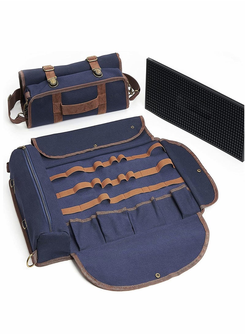 HomarKet - Bartender Kit Bag Portable Waxed Canvas Bag Can Use For Professional 17-Piece Bar Tool Set with Shoulder Strap for Easy Carry Bar Tools Not Include - Image 1