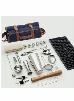 HomarKet Bartender Kit Bag Portable Waxed Canvas Bag Can Use For Professional 17-Piece Bar Tool Set with Shoulder Strap for Easy Carry Bar Tools Not Include  - Image 4