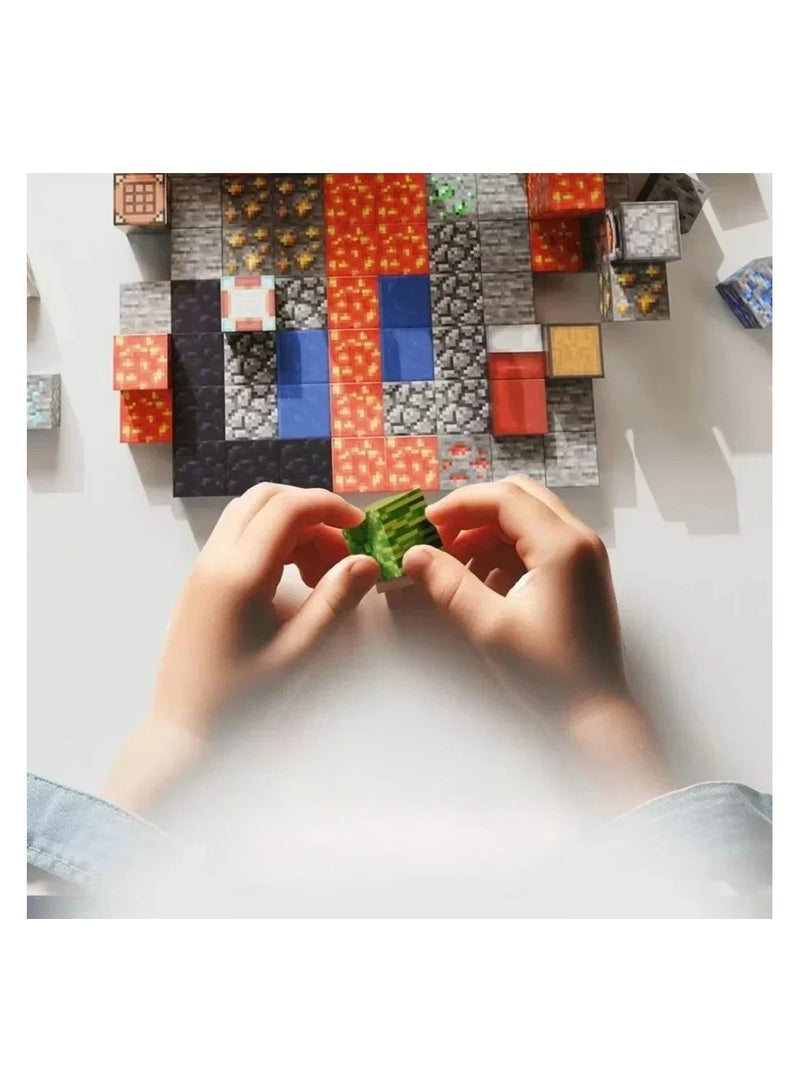 100 Pieces Magnetic Blocks-Build Mine Magnet Castle Set, Magnetic Tiles Cubes Building STEM Toys for Boys Girls Kids Toddler Toys for 3+ Years Old - Image 3