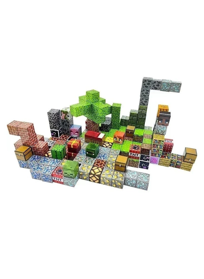 100 Pieces Magnetic Blocks-Build Mine Magnet Castle Set, Magnetic Tiles Cubes Building STEM Toys for Boys Girls Kids Toddler Toys for 3+ Years Old - Image 2