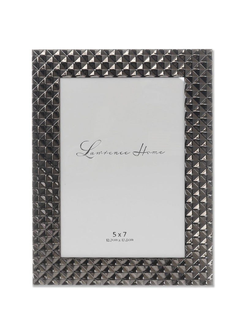 Lawrence Frames Lawrence Frames Diamond Pattern Polished Metal Picture Frame  5x7  Black Smoke  - Image 1