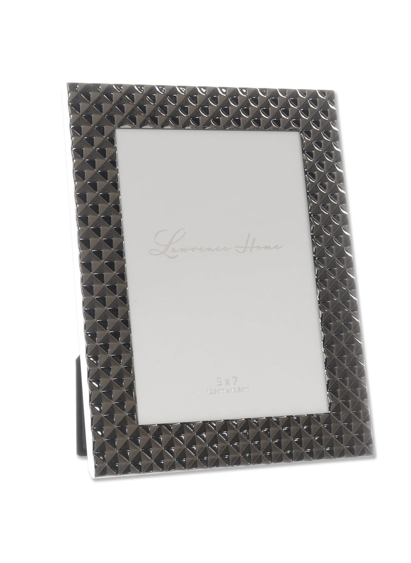 Lawrence Frames Lawrence Frames Diamond Pattern Polished Metal Picture Frame  5x7  Black Smoke  - Image 2