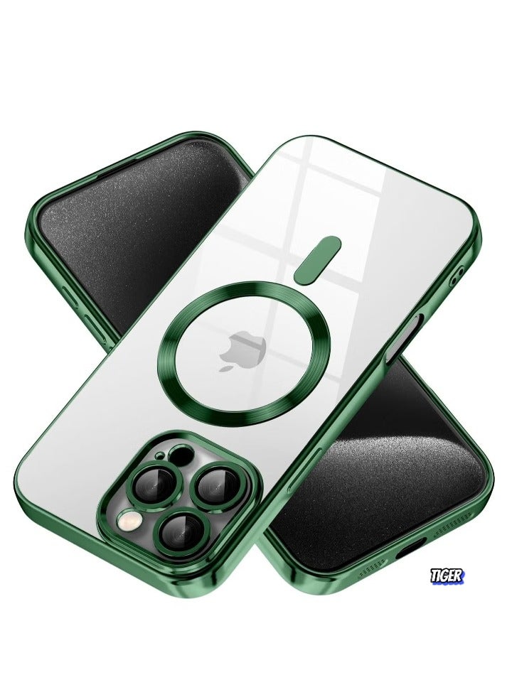 TIGER حافظة مغناطيسية لجهاز آيفون 16 برو ماكس - متوافقة مع ماج سيف، واقي كاميرا مدمج، TPU ناعم مضاد للخدش، حافظة رقيقة شفافة مضادة للصدمات لجهاز آيفون 16 برو ماكس (6.1 بوصة) - حماية متينة وخفيفة الوزن - Image 1