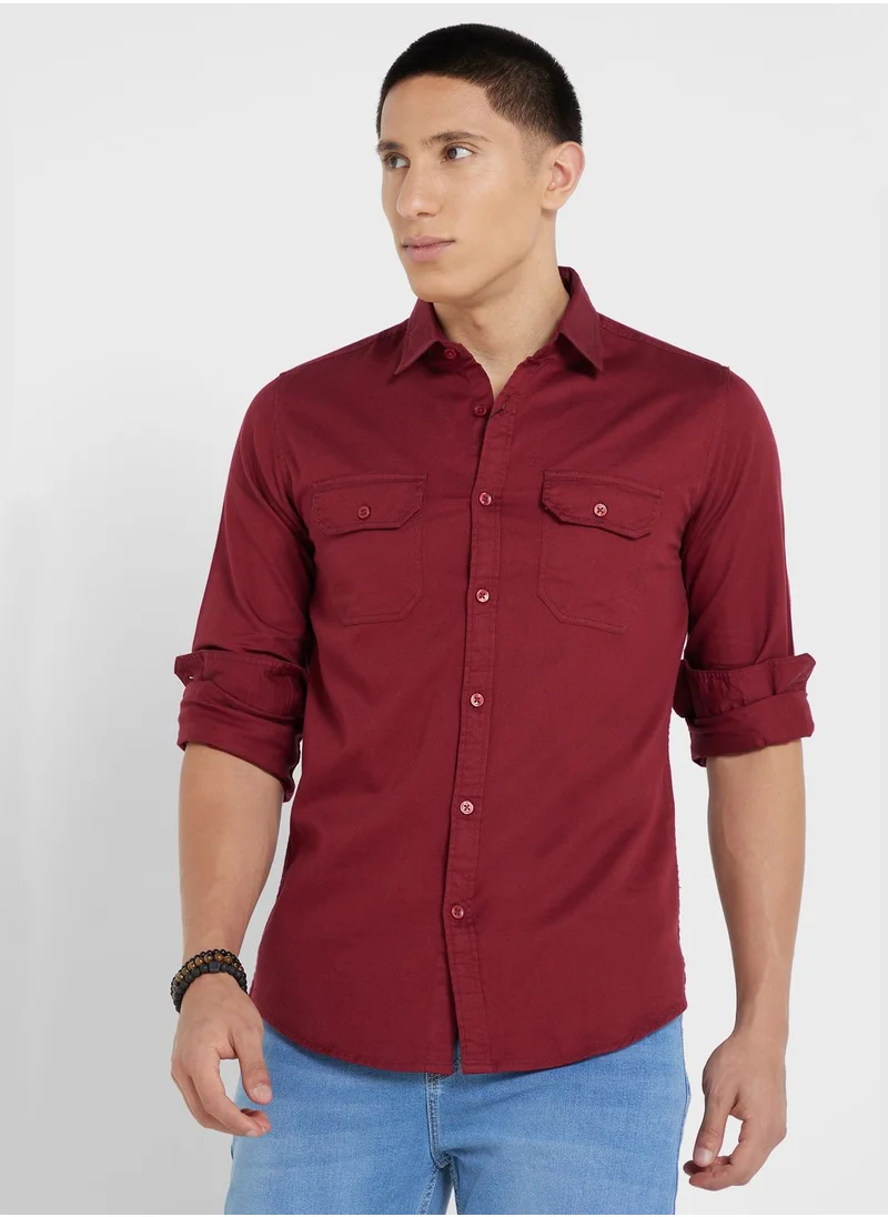 Seventy Five Pure Cotton Casual Double Pocket Shirt