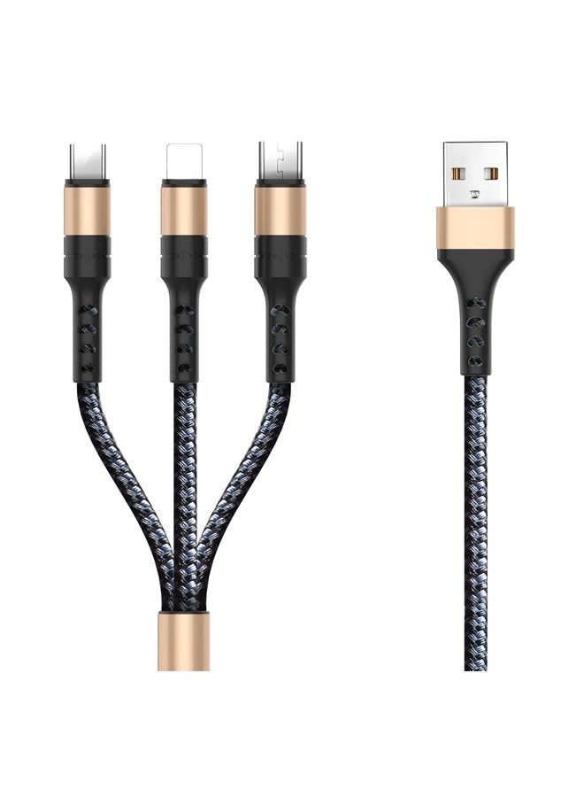 كابل شحن USB 3 في 1 بطول 1.25 متر باللون الذهبي - Image 1