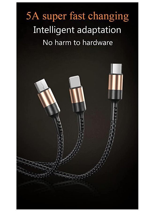 كابل شحن USB 3 في 1 بطول 1.25 متر باللون الذهبي - Image 4