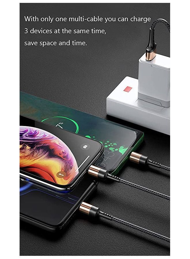 كابل شحن USB 3 في 1 بطول 1.25 متر باللون الذهبي - Image 2