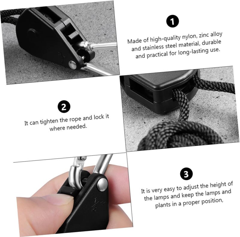 klarako 18 pcs Clip Gardening Grow Planter Metal Fixtures Black/Tent Foe Design Lifting Pulley Accessories Pp Lights Hangers Abs Fan Hook Adjustable Tool Internal Lamp Rope Hanger - Image 5