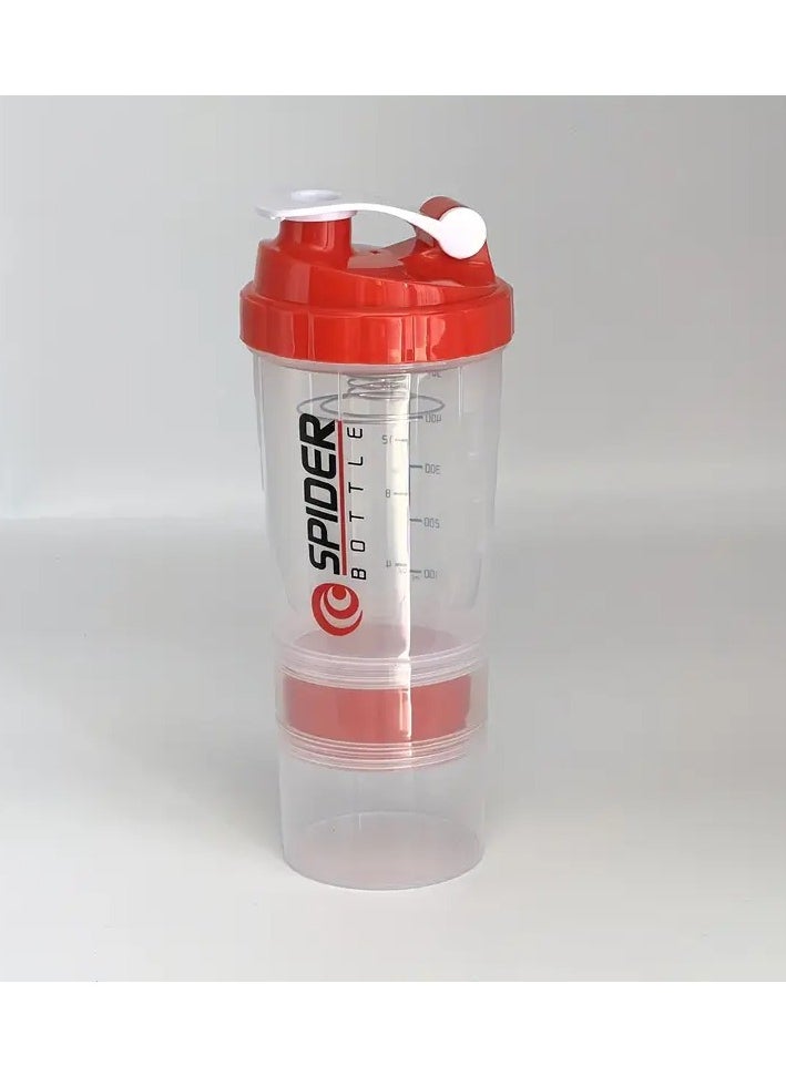 Portable Protein Shaker Bottle – Durable PP Material, Non-Slip Leak-Proof Design with 3-Layer Twist-Off Storage for Supplements, Pills, and Milkshakes – Perfect for Gym & Outdoor Fitness Enthusiasts (Assorted Colors)