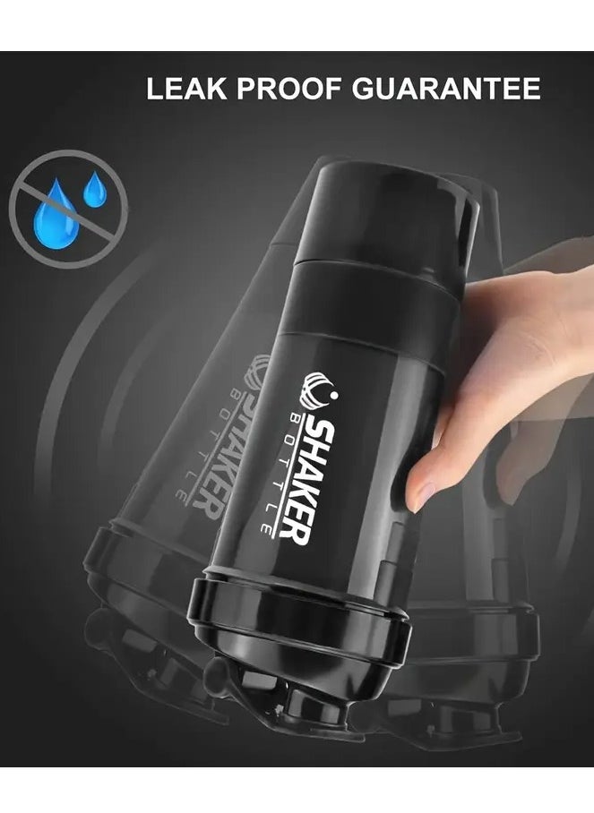 SPIDER BOTTLE - Portable Protein Shaker Bottle – Durable PP Material, Non-Slip Leak-Proof Design with 3-Layer Twist-Off Storage for Supplements, Pills, and Milkshakes – Perfect for Gym & Outdoor Fitness Enthusiasts - Image 1