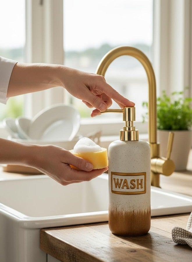 MILLOR Soap Dispenser with Gold Pump, Premium Bathroom and Kitchen Liquid Soap Dispenser, Modern Decorative Countertop Bottle for Home Use - Image 5