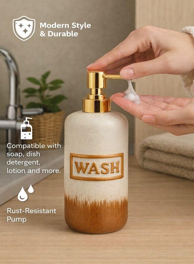MILLOR Soap Dispenser with Gold Pump, Premium Bathroom and Kitchen Liquid Soap Dispenser, Modern Decorative Countertop Bottle for Home Use - Image 2