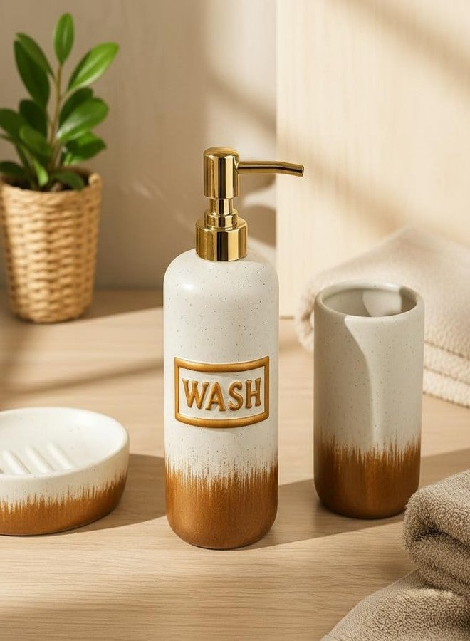 MILLOR Soap Dispenser with Gold Pump, Premium Bathroom and Kitchen Liquid Soap Dispenser, Modern Decorative Countertop Bottle for Home Use - Image 3