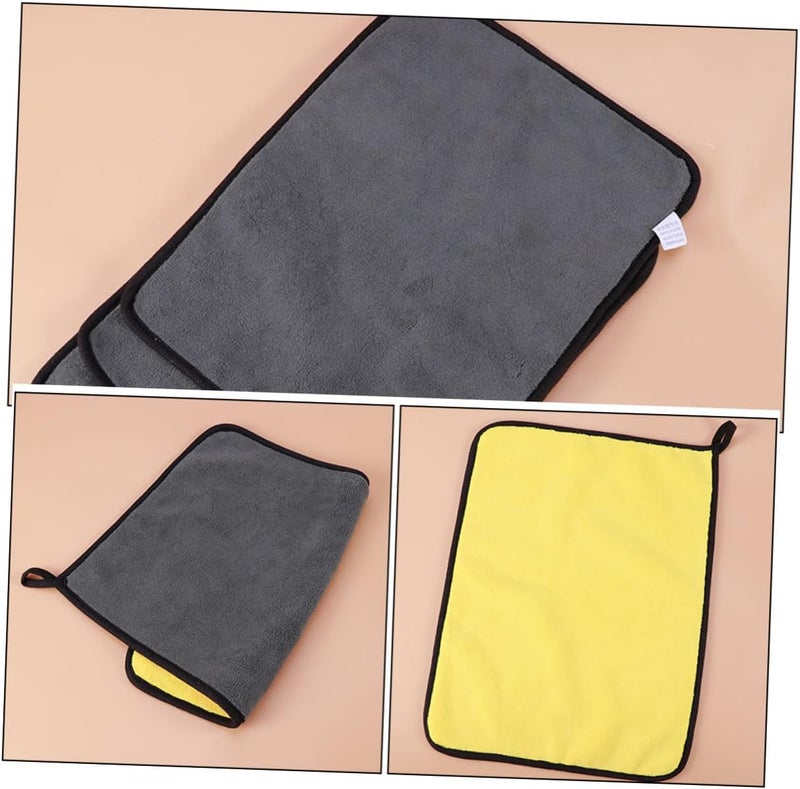 TIDTALEO 6pcs Super Absorbent Coral Fleece Car Washing Towels 30x40cm Dual-Color Microfiber Cloths for Car Cleaning and Kitchen Use - Image 3