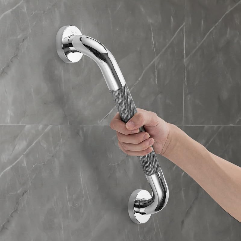 Ravinte Hardware Grab Bars for Shower, 2 Pack 16-Inch Anti Slip Shower Handles for Elderly, Safety Shower Grab Bar, Stainless Steel Handicap Grab Bars for Bathroom (Polished Nickel 1" Diameter) - Image 5