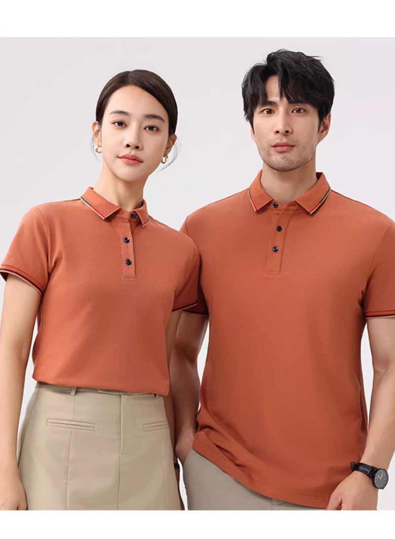 High-End Island Cotton Polo Shirt Short Sleeve Turn-down Collar Workwear Printed Logo DIY Embroidery Cultural T-shirt - Image 2