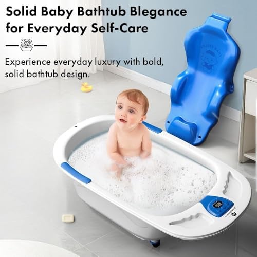 StarAndDaisy Baby Bath Tub for 0 to 5 Years/Bath Tub for Kids 0-3 Years/Infants Bathtub with Temperature Censor & Baby Bath Seat/Sling, Antislip Baby Bath Tub with Bath Chair (Orange & Red) - Image 4